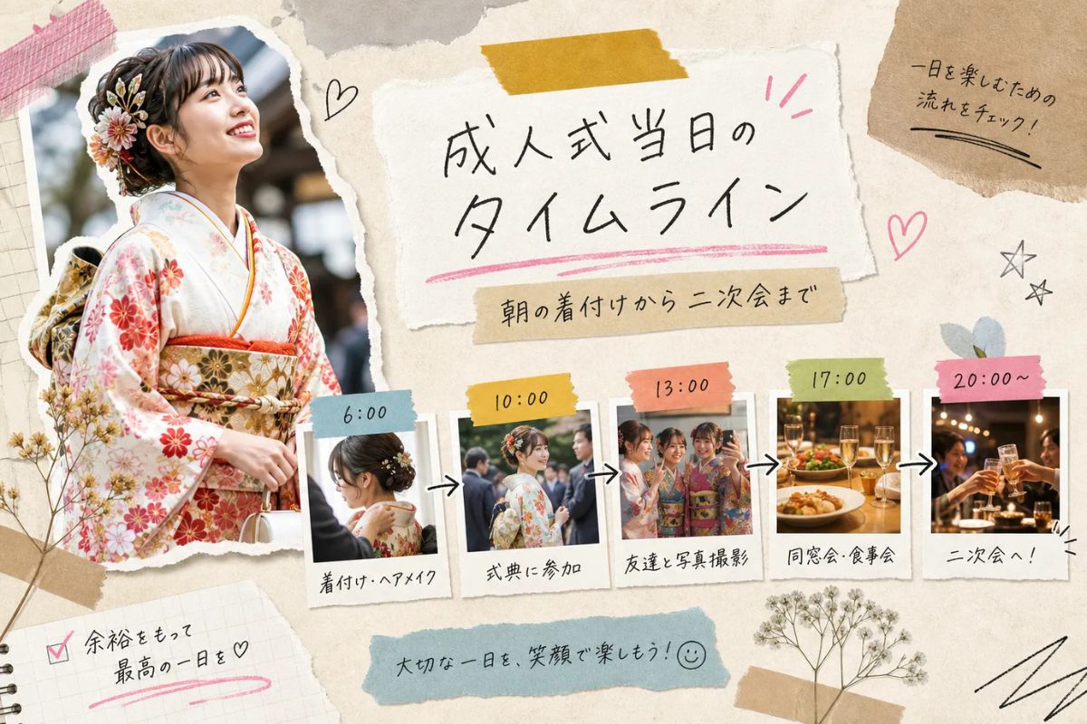 成人式当日の流れを時間軸で解説