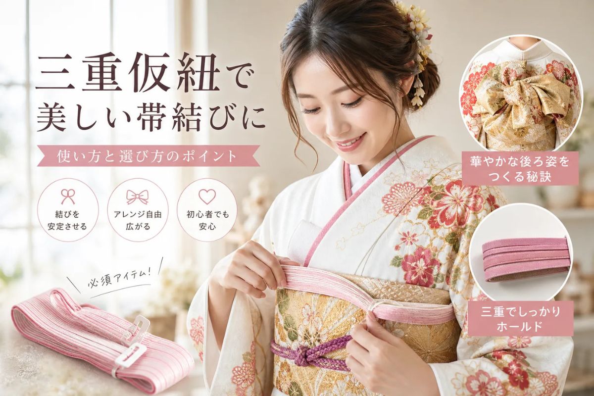 振袖の帯結びに欠かせない三重仮紐